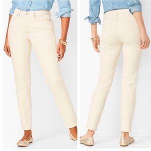 Talbots Flawless Slim Ankle Curvy Cream Ivory Denim Jeans Sz 8 EUC